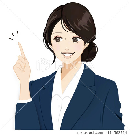 穿西裝的女人的插圖，鮑勃，指導，解釋，評論。 114562714