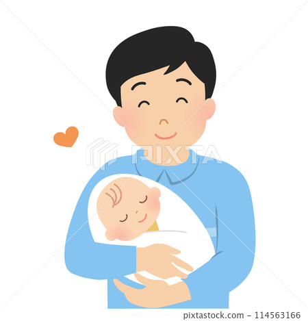 向量圖的父親抱著嬰兒 114563166