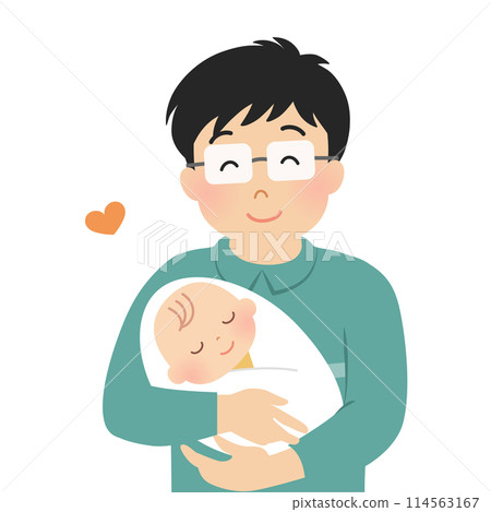 向量圖的父親抱著嬰兒 114563167