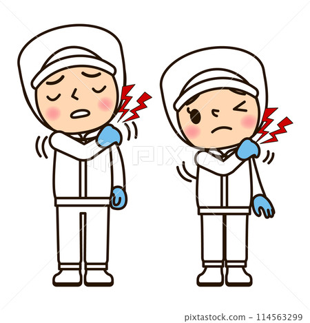 Food processing man and woman with shoulder pain 114563299