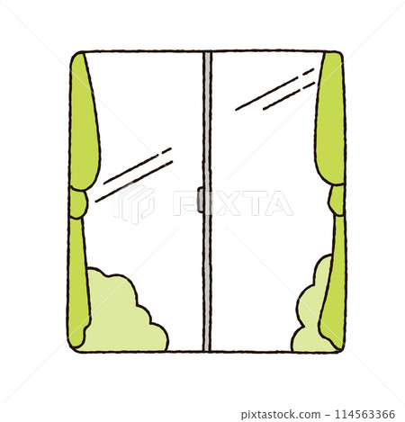 Illustration of a window with curtains Illustration of a window with curtains 114563366