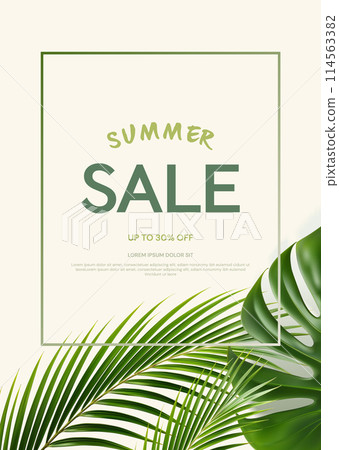 Summer sale banner template design. Vector illustration. 114563382