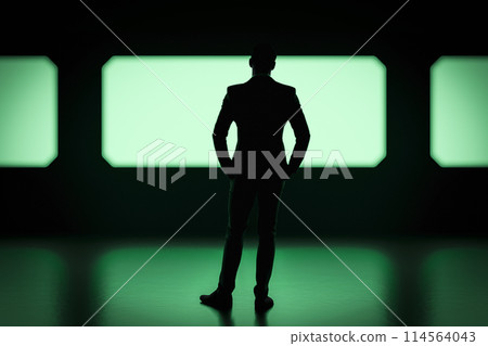 Man in a high-tech room 114564043