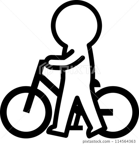 一個人推著自行車走路的變形圖 一個人推著自行車走路的變形圖 114564363