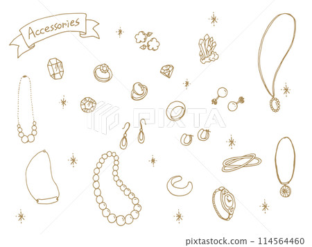 Accessory illustration (line drawing/golden brown) 114564460