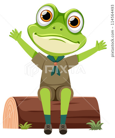 Happy Frog Scout on Log 114564493