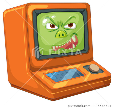 Angry Monster in Retro Computer Illustration Angry Monster in Retro Computer Illustration 114564524