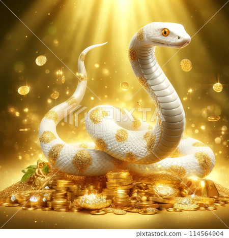 Golden white snake that brings good fortune 114564904