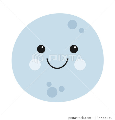 Cute smiling cartoon character of Moon. Vector illustration 114565250