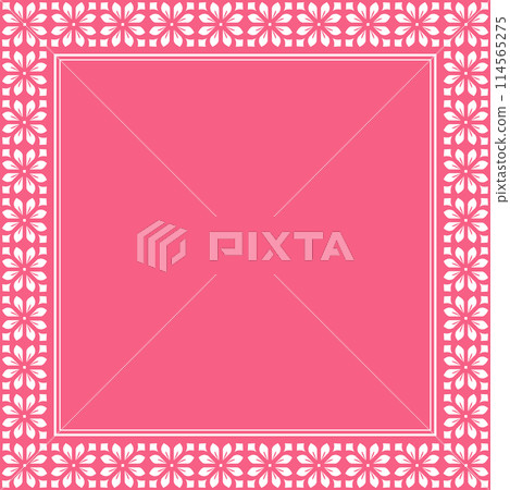 Decorative frame Elegant vector element for design in Eastern style, place for text. Floral pink and white border. Lace illustration for invitations and greeting cards 114565275