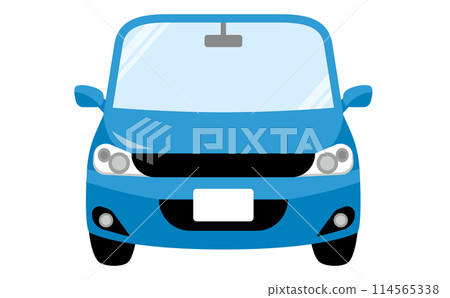 Simple vector illustration of a blue car from the front and in front_Family car, no brand 114565338