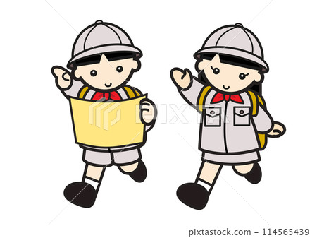 Boy Scouts walking around looking at a map Boy Scouts walking around looking at a map 114565439