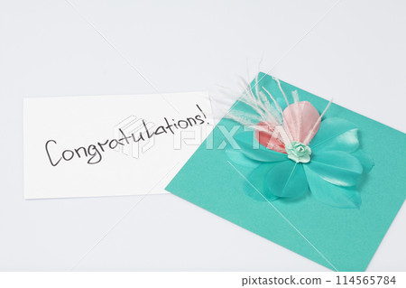 Handmade greeting card. On the white background. Original gift. Handmade greeting card. On the white background. Original gift. 114565784