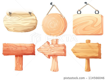 Wooden signboards set isolated on white Wooden signboards set isolated on white 114566046
