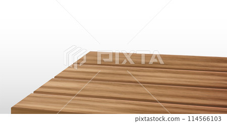 Wooden kitchen table corner, perspective view 114566103
