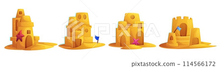 Sand castle on summer sea beach cartoon vector 114566172