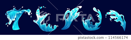 Cartoon water splash. Vector illustration set 114566174