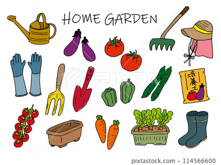 Home garden illustration set (hand-drawn) color 114566600