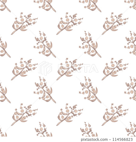 Sparganium. Organic herbaceous plant pattern in boho style. Seamless floral watercolor pattern. Summer design Sparganium. Organic herbaceous plant pattern in boho style. Seamless floral watercolor pattern. Summer design 114566823
