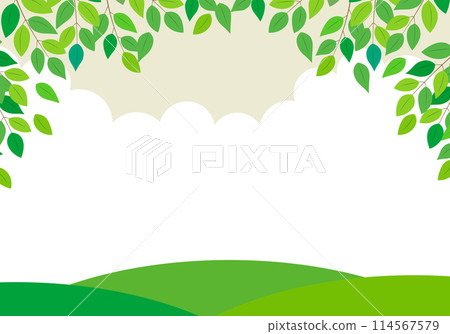Vector illustration landscape of fresh greenery and blue sky, Koji color Vector illustration landscape of fresh greenery and blue sky, Koji color 114567579