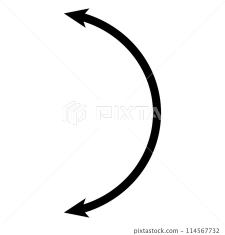 Semicircular curved thin long double ended arrow. Dual semi circle arrow. flat style. 114567732