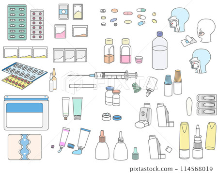 各種藥物的柔和色插圖集 各種藥物的柔和色插圖集 114568019