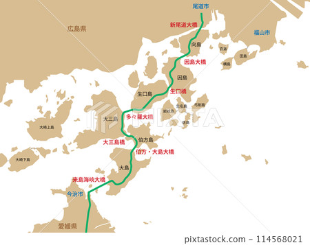 Shimanami Kaido map with names 114568021