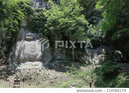 Kumano rock carved Buddha statues: Acala and Dainichi Nyorai Kumano rock carved Buddha statues: Acala and Dainichi Nyorai 114568179