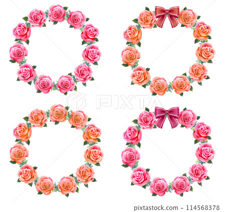 Rose wreath circular frame set 114568378