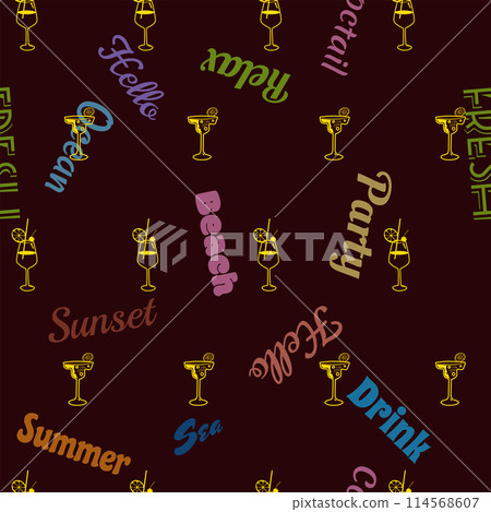 Seamless pattern Cocktail beverages sketch background 114568607