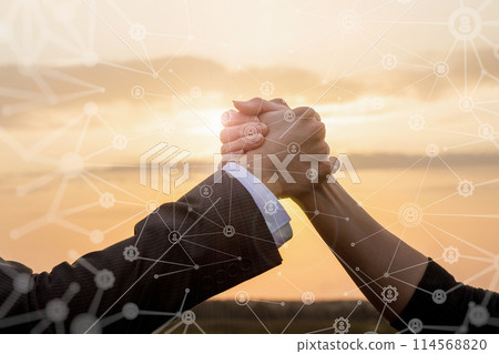 Concept of teamwork on the Internet in a network. 114568820