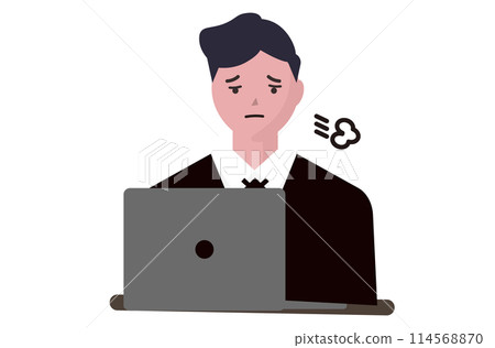 Tired businessman working overtime. Vector illustration Tired businessman working overtime. Vector illustration 114568870