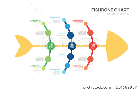 Fishbone chart diagram infographic Template for business, presentation vector infographics. 114568917