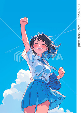 高中女生握拳 AI 生成影像 114569287