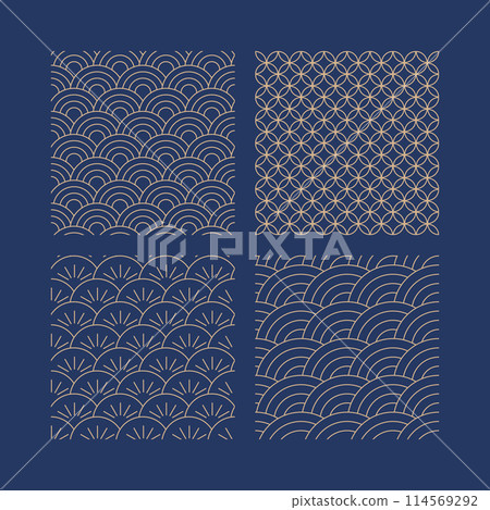 a traditional pattern of waves, pine, circular, sun, mountain, etc. in Asia. a traditional pattern of waves, pine, circular, sun, mountain, etc. in Asia. 114569292