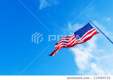 USA American Flag Waving. CLOSE UP 114569710