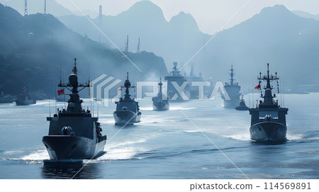 war at sea warships in the battle, generative ai 114569891