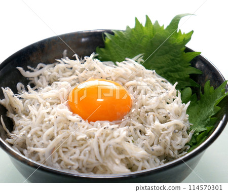 Whitebait rice bowl with egg yolk Whitebait rice bowl with egg yolk 114570301