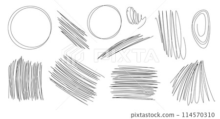 Set of hand-drawn abstract doodles isolated on a transparent background. Vector illustration Set of hand-drawn abstract doodles isolated on a transparent background. Vector illustration 114570310