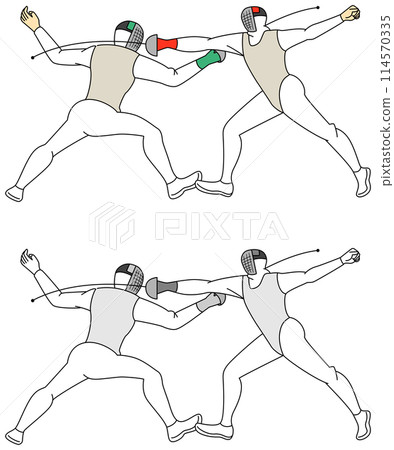 Illustration set of athletes doing fencing 114570335