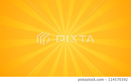Bright yellow background with sun rays. Banner sunny color. Vector illustration of glowing star 114570392