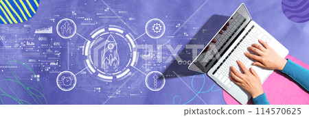 Rapid growth concept with person using a laptop 114570625