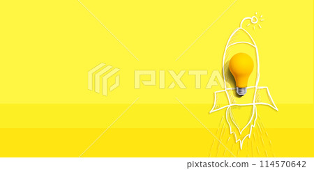 Idea light bulb flying to the sky like a rocket Idea light bulb flying to the sky like a rocket 114570642
