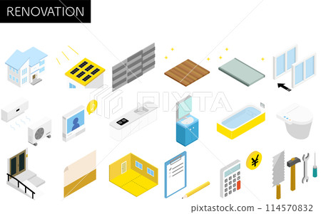 Home renovation icon set, isometric illustration 114570832