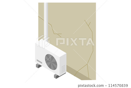 房屋翻新，破裂的牆壁，等軸圖 114570839