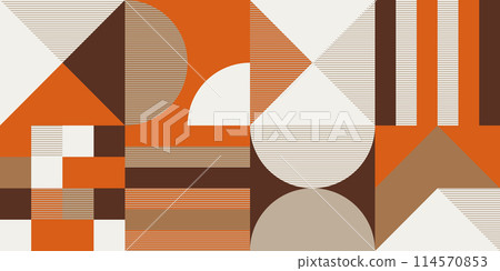 Neutral colored geometric seamless pattern. Geo print textile Cloth. Design for print, decor, package.  114570853