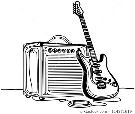 Drawing of Guitar and Amplifier 114571619
