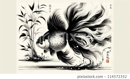 墨水畫風格金魚 114572352