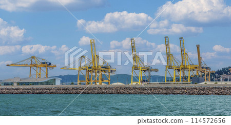 View on trading seaport with cranes View on trading seaport with cranes 114572656