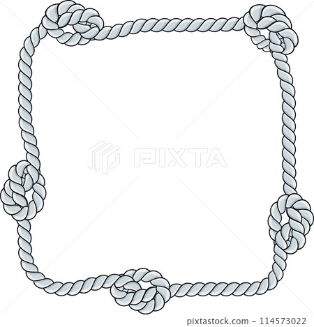 Square rope frame isolated on white background. Twisted cord. Square rope frame isolated on white background. Twisted cord. 114573022